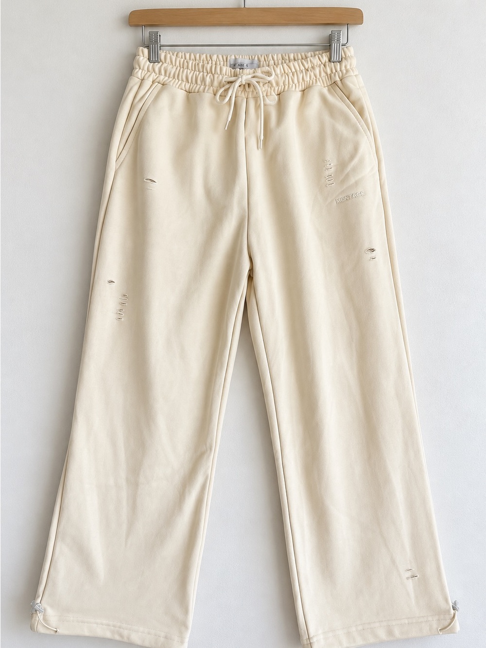 Cream Drawstring Wide-Leg Sweatpants